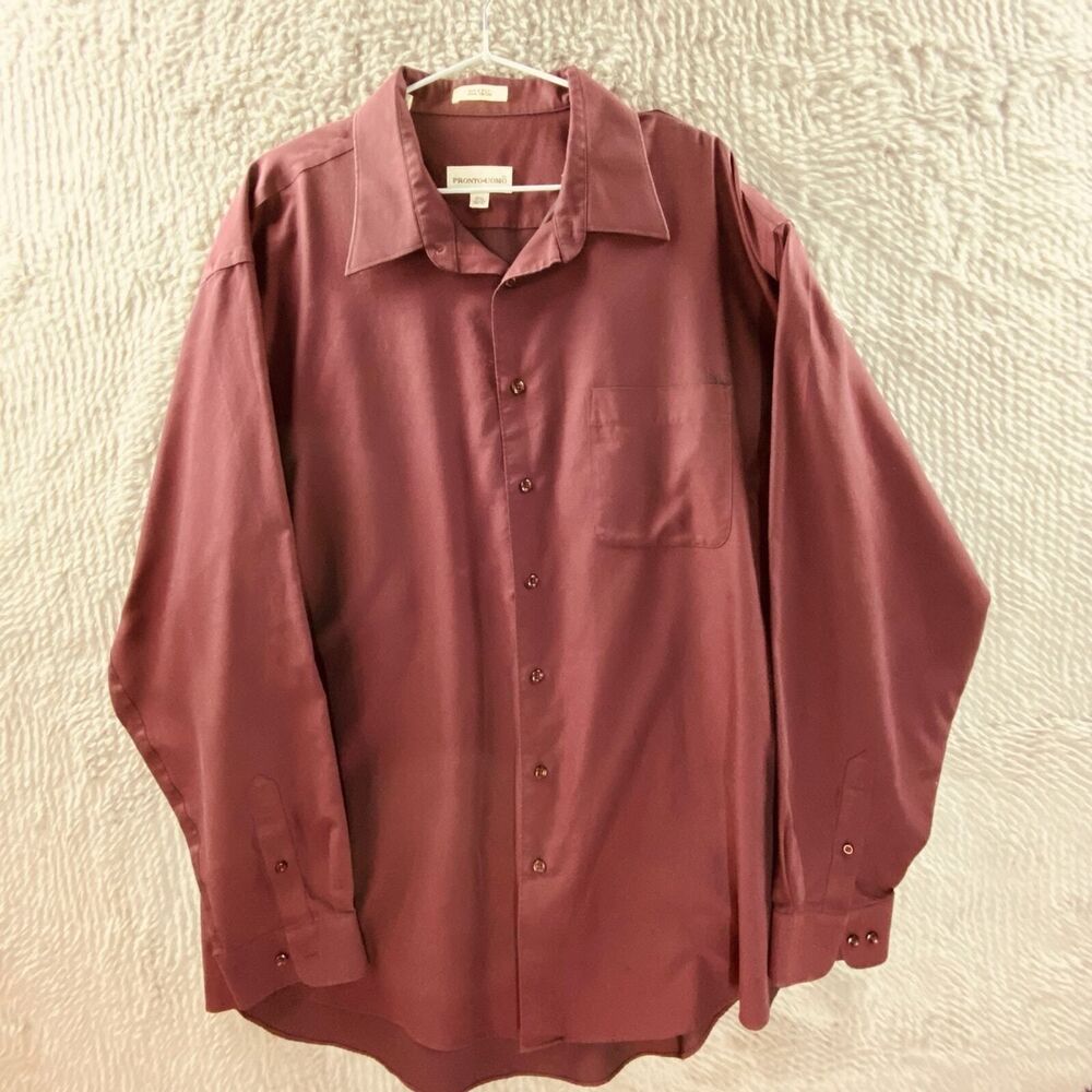 Pronto Uomo Dress Shirt Long Sleeve 80's Non-Iron Spread Collar 17 1/2 36/37 XL